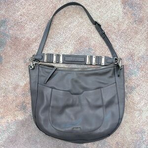 Grey Nine West soft faux leather bag w/adjustable shoulder and hand straps